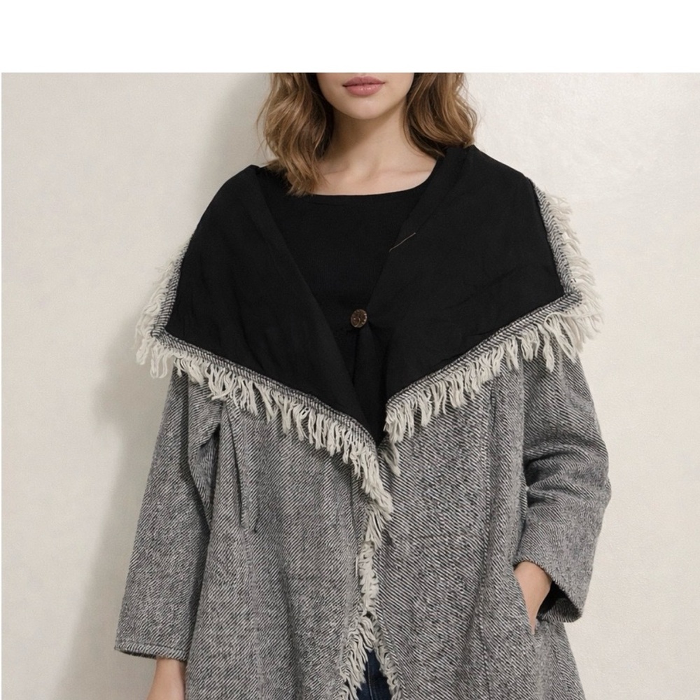 NWT fringe Shawl Jacket